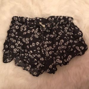 Grey and white flower shorts